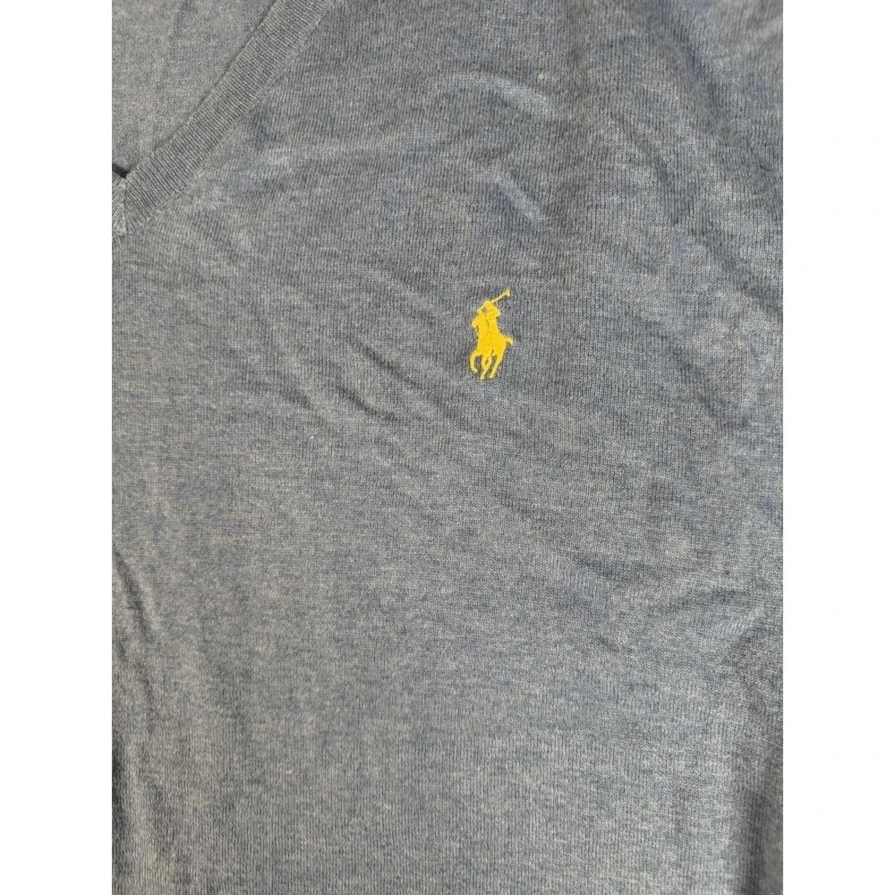 Polo‎ Ralph Lauren Vintage Men's Blue Pima Cotton V Neck Sweater 4XB Pony Preppy
